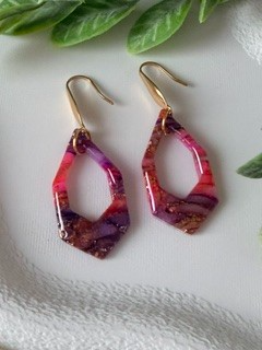 paars/roze marmer oorbellen