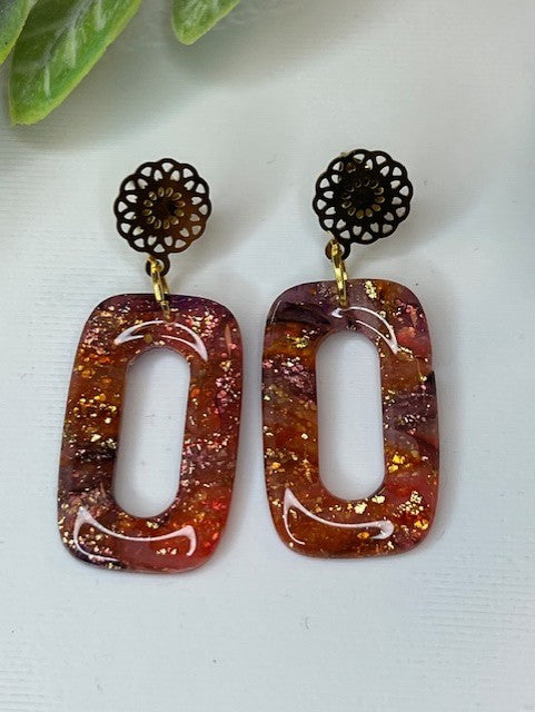 chique oorbellen open rechthoek